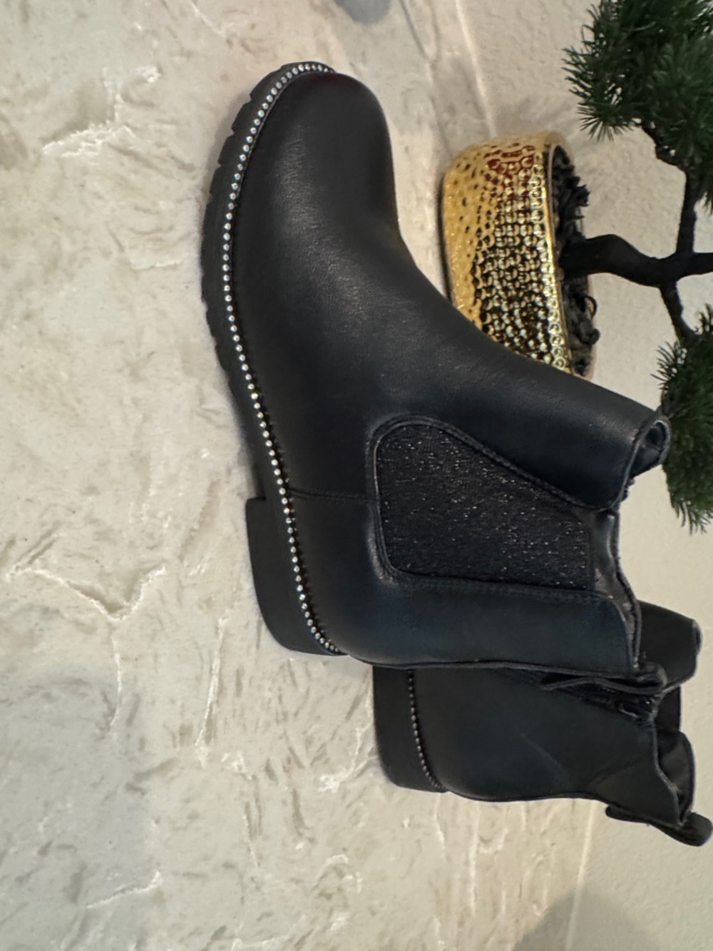 The Children's Place Black Chelsea Booties with Rhinestone Trim